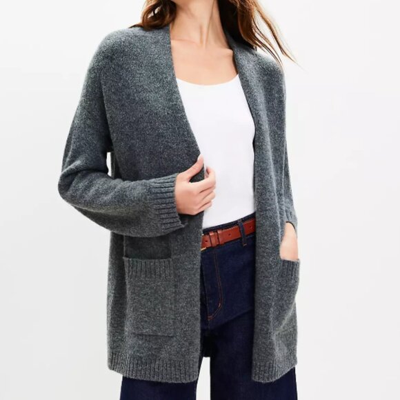 LOFT Brand Open Pocket Coatigan Pavestone Heather Size (M) NWT - Picture 1 of 1